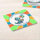 Dinosaurier thematisierte Kindergeburtsparty Perso Rechteckiger Pappuntersetzer (angewinkelt)