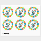 Dinosaurier thematisierte Kindergeburtsparty Perso Runder Aufkleber (Blatt)