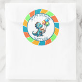 Dinosaurier thematisierte Kindergeburtsparty Perso Runder Aufkleber (Tasche)