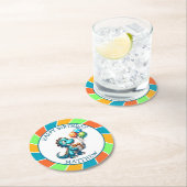 Dinosaurier thematisierte Kindergeburtsparty Perso Runder Pappuntersetzer (Vor Ort)