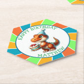 Dinosaurier thematisierte Kindergeburtsparty Perso Untersetzer (angewinkelt)