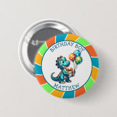 Dinosaurier thematisierte Kindergeburtstag Persona Button (Vorne & Hinten)