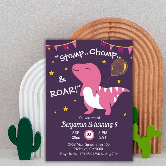 Dinosaurier themed Stomp, Chomp & Roar! 5. Geburts Einladung
