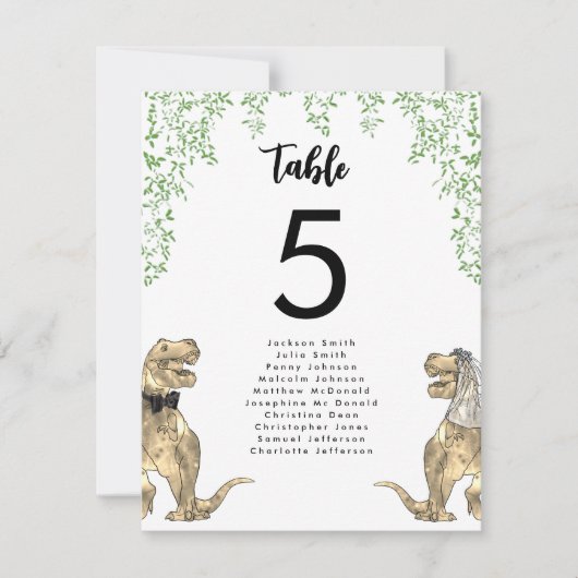 Dinosaurier Themed Wedding Table Seating Chart (Vorderseite)