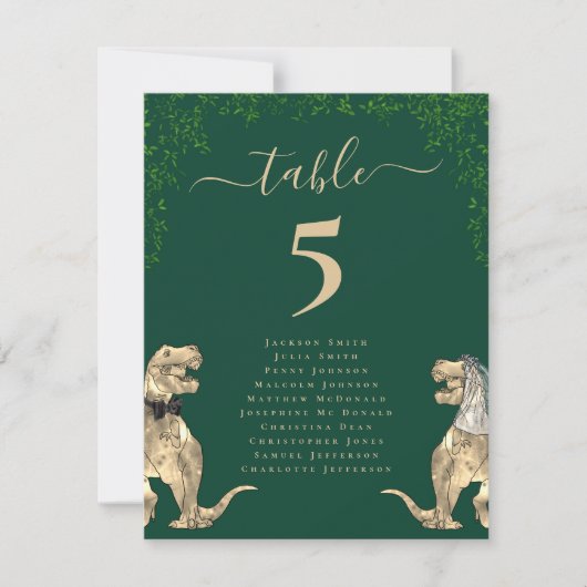 Dinosaurier Themed Wedding Table Seating Chart (Vorderseite)