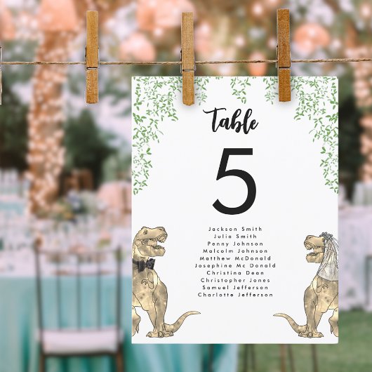 Dinosaurier Themed Wedding Table Seating Chart
