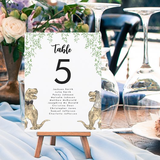 Dinosaurier Themed Wedding Table Seating Chart
