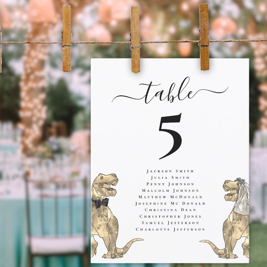 Dinosaurier Themed Wedding Table Seating Chart