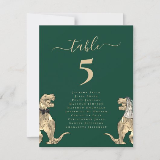 Dinosaurier Themed Wedding Table Seating Chart (Vorderseite)