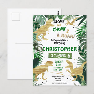 Dinosaurier-Themen-Geburtstagsfeier Postkarte
