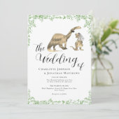 Dinosaurier-Themen-Hochzeit QR-Code-Einladung Einladung (Stehend Vorderseite)