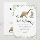 Dinosaurier-Themen-Hochzeit QR-Code-Einladung Einladung (Vorne/Hinten)