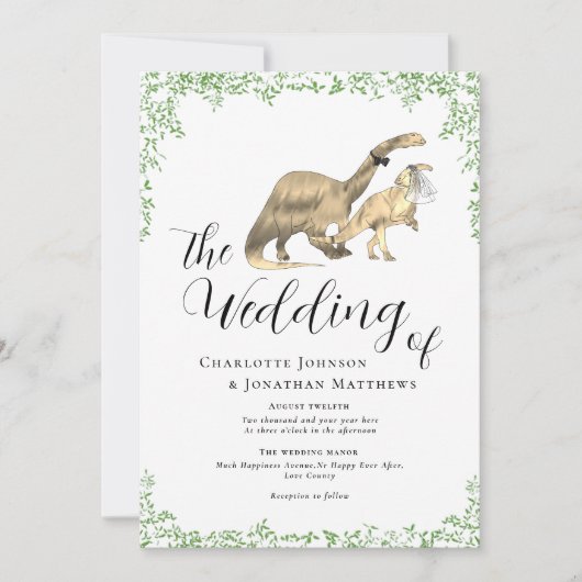 Dinosaurier-Themen-Hochzeit QR-Code-Einladung Einladung (Vorderseite)