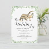 Dinosaurier-Themen-Hochzeit QR-Code-Einladung Einladung (Stehend Vorderseite)