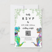 Dinosaurier-Themenhochzeit Antwort QR-Code (Vorderseite)