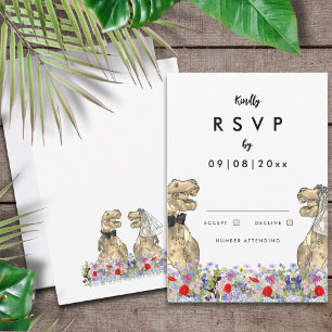 Dinosaurier-Themenhochzeit RSVP Karte