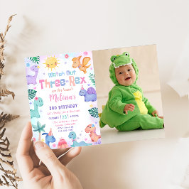 Dinosaurier Three Rex 3. Geburtstag Party Foto Einladung