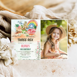 Dinosaurier Three Rex 3. Geburtstag Party Foto Einladung