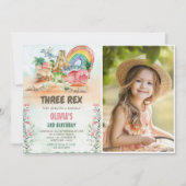Dinosaurier Three Rex 3. Geburtstag Party Foto Einladung (Vorderseite)