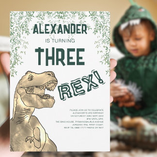 Dinosaurier Three Rex 3. Geburtstags-Party Einladung