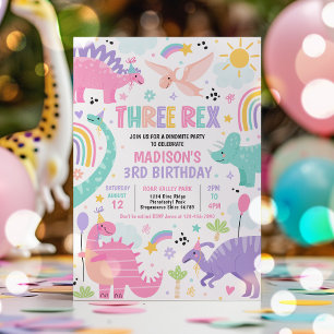 Dinosaurier Three Rex 3. Geburtstags-Party Einladung