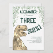 Dinosaurier Three Rex 3. Geburtstags-Party Einladung (Vorderseite)