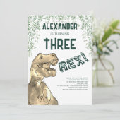 Dinosaurier Three Rex 3. Geburtstags-Party Einladung (Stehend Vorderseite)