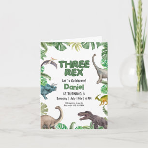Dinosaurier Three rex Birthday Einladung T Rex Par
