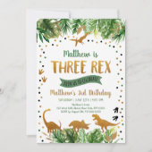 Dinosaurier Three Rex Dritter Geburtstag Einladung (Vorderseite)
