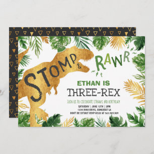 Dinosaurier Three-Rex Geburtstags-Einladungs-Junge Einladung