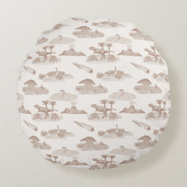 Dinosaurier Toile Round Kissen (Tan)