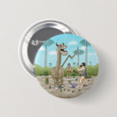 Dinosaurier treffen auf die Steinzeit Button (Vorne & Hinten)