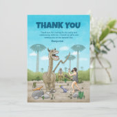 Dinosaurier treffen auf die Steinzeit Dankeskarte (Stehend Vorderseite)