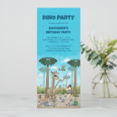 Dinosaurier treffen auf die Steinzeit Einladung (Stehend Vorderseite)