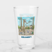 Dinosaurier treffen auf die Steinzeit Glas (Rückseite)