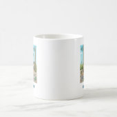 Dinosaurier treffen auf die Steinzeit Kaffeetasse (Mittel)