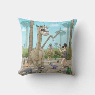 Dinosaurier treffen auf die Steinzeit Kissen