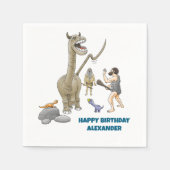 Dinosaurier treffen auf die Steinzeit Serviette (Vorderseite)