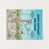 Dinosaurier treffen auf die Steinzeit Wandteppich (Vorderseite (Horizontal))