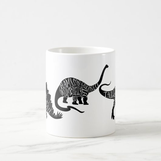 Dinosaurier Trex Diplodocus Fleisch schneidet Kaffeetasse (Mittel)