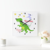 Dinosaurier TRex Quadratische Wanduhr (Zuhause)