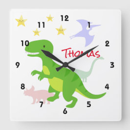 Dinosaurier TRex Quadratische Wanduhr