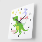 Dinosaurier TRex Quadratische Wanduhr (Winkel)