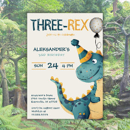 Dinosaurier Trex Three Rex 3. Geburtstags-Party Einladung