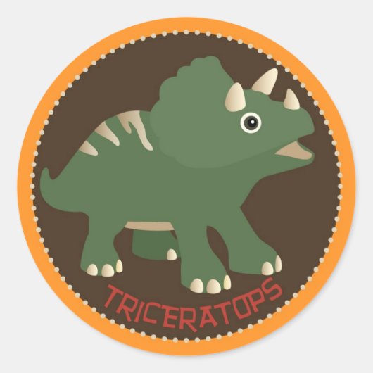 Dinosaurier Triceratops Geburtstag Cupcake Topper  Runder Aufkleber (Vorderseite)