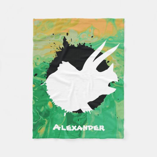 Dinosaurier Triceratops Grüner Individuelle Name Fleecedecke (Vorderseite)