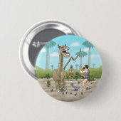 Dinosaurier trifft auf die Steinzeit Button (Vorne & Hinten)