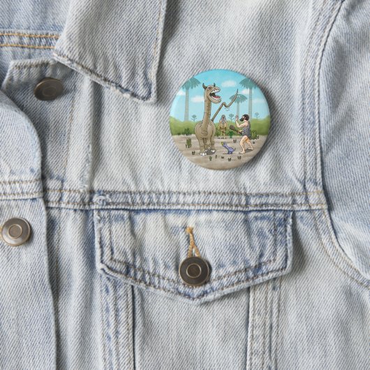 Dinosaurier trifft auf die Steinzeit Button (Beispiel)