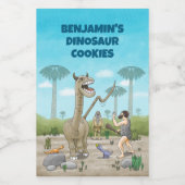 Dinosaurier trifft auf die Steinzeit Lebensmitteletikett (Einzelnes Label)