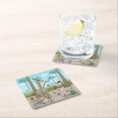 Dinosaurier trifft auf die Steinzeit Rechteckiger Pappuntersetzer (Vor Ort)